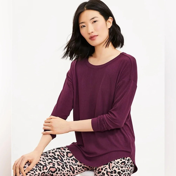 ‼️Lou & Grey Signature Soft 100% Modal Longsleeve Layering Maroon Top Size Small - Picture 1 of 5